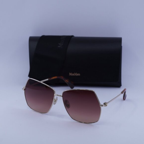 MaxMara MM0035-H 30F Geometric Sunglasses - Gold/Brown - Picture 5 of 11